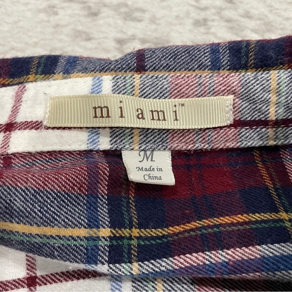 Miami Red and White Plaid Button Down Flannel - Picture 6 of 11